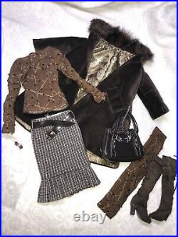 16 Tonner Tyler Wentworth Outfit City Style Cocoa Brown Plaid Fur Coat Boots16