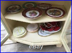FOR 16 DOLLS A CREAM DISH CABINET WITH 15 FINE DISHES 7 Limoges+ 6 Artisan made
