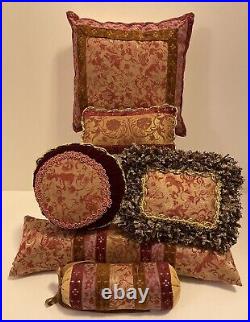 Rare Tyler Wentworth Bordeaux Boudoir Luxury Velvet Tapestry Doll Pillows Set 6