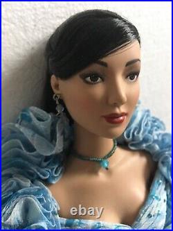 Tonner 16 vinyl DOLL in Blue Dress Unknown ASIAN Doll long Black Hair